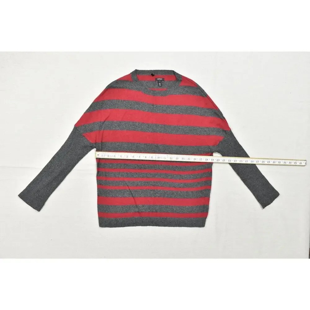 Buffalo David Bitton Small Red Grey Striped Long Sleeve Angora Blend Pullover Sw